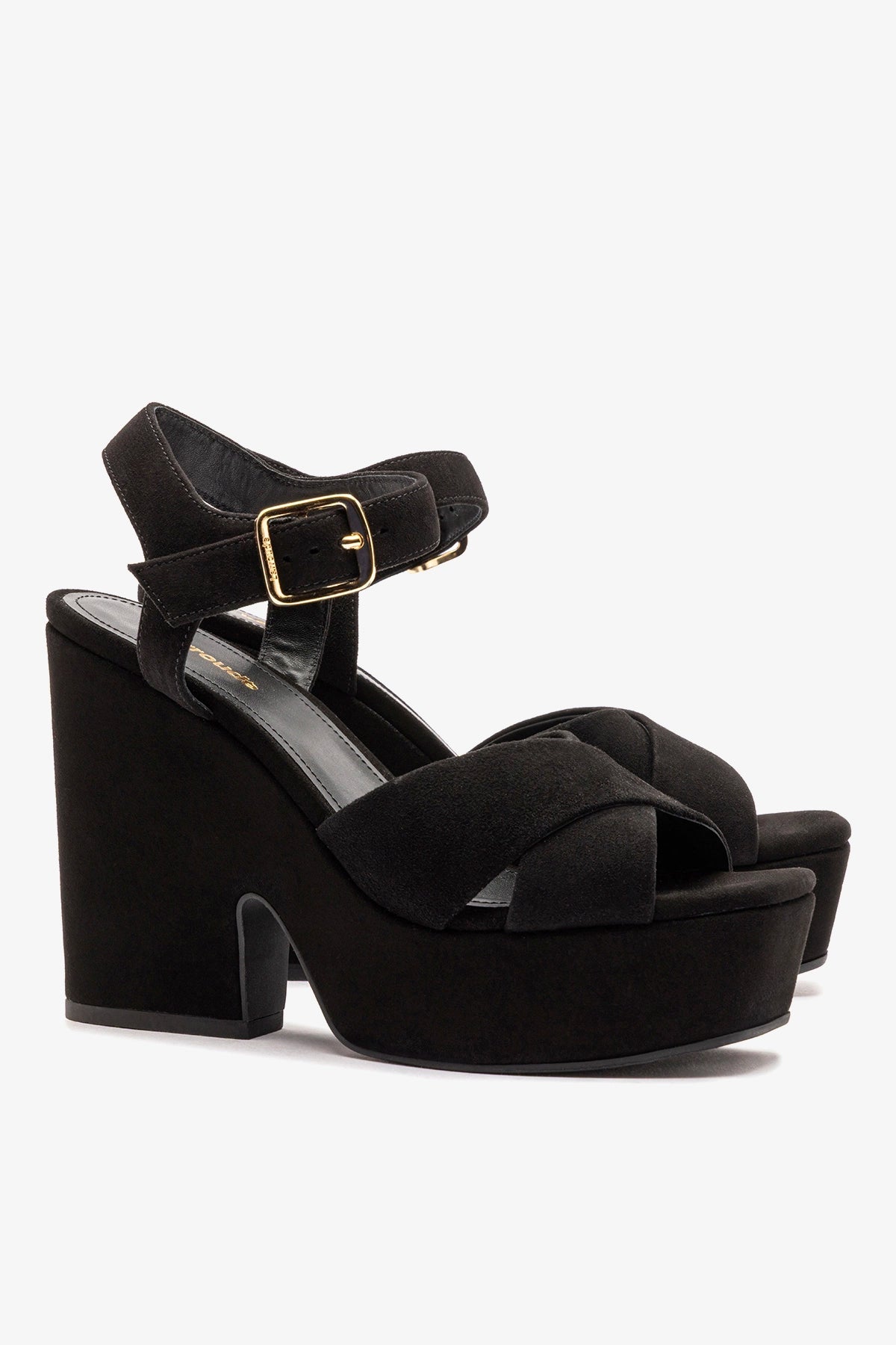 Cher Sandal In Black Leather - Larroude