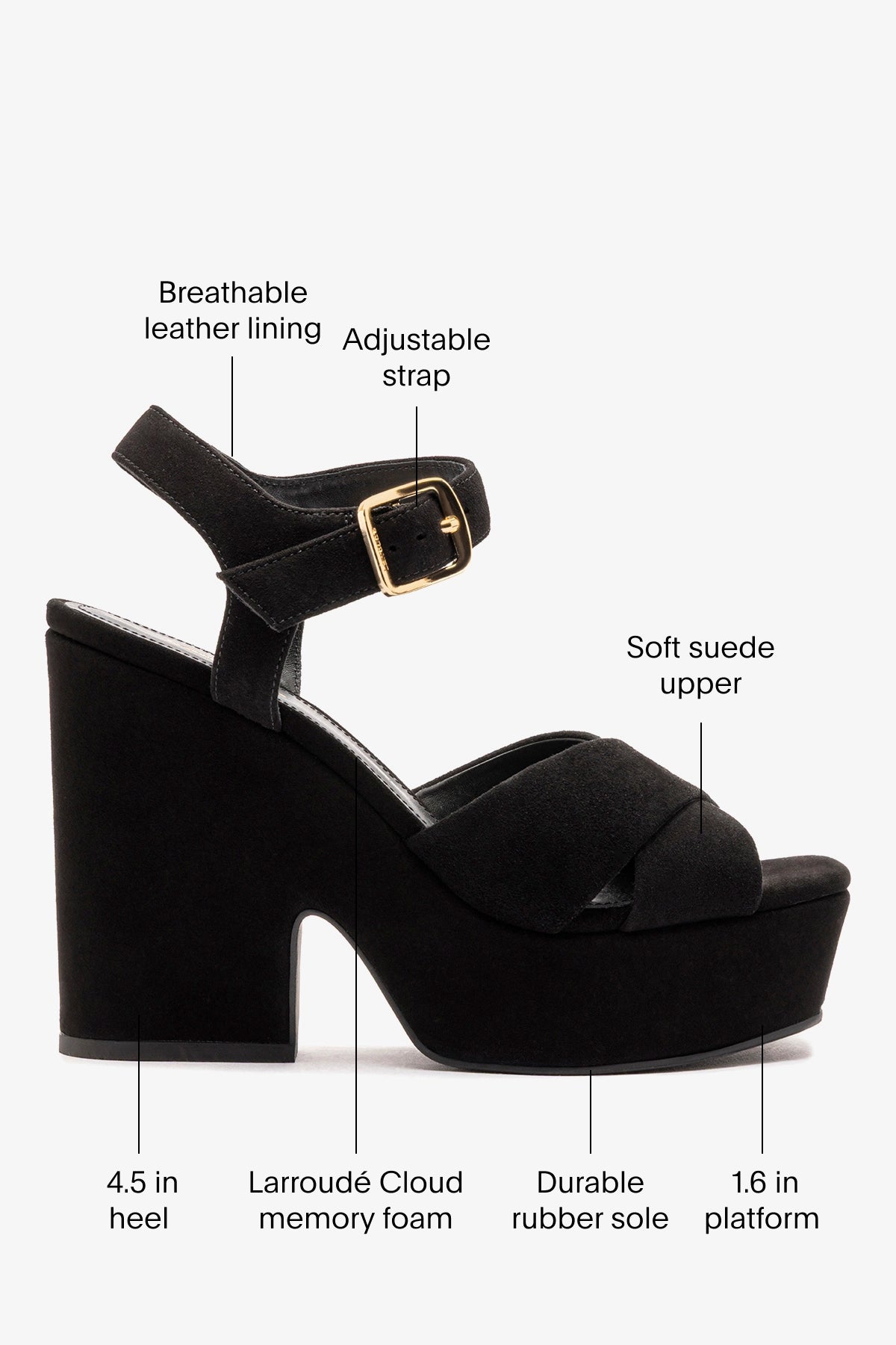 Cher Sandal In Black Leather - Larroude