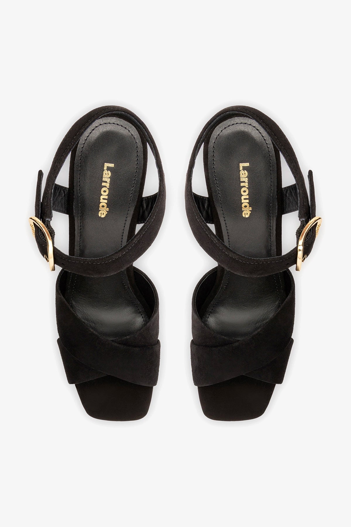 Cher Sandal In Black Leather - Larroude
