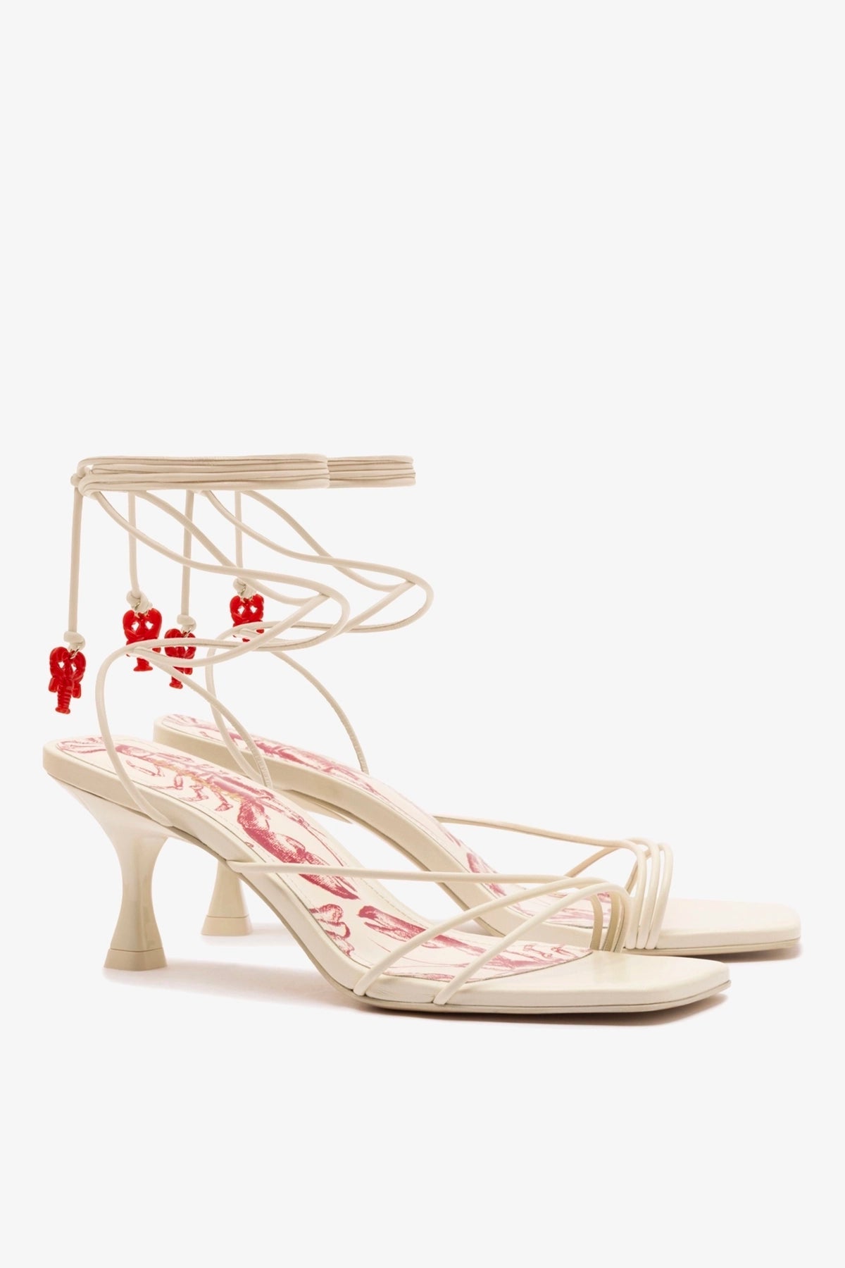 Nadia Sandal In Ivory Leather - Larroude