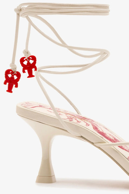 Nadia Sandal In Ivory Leather - Larroude