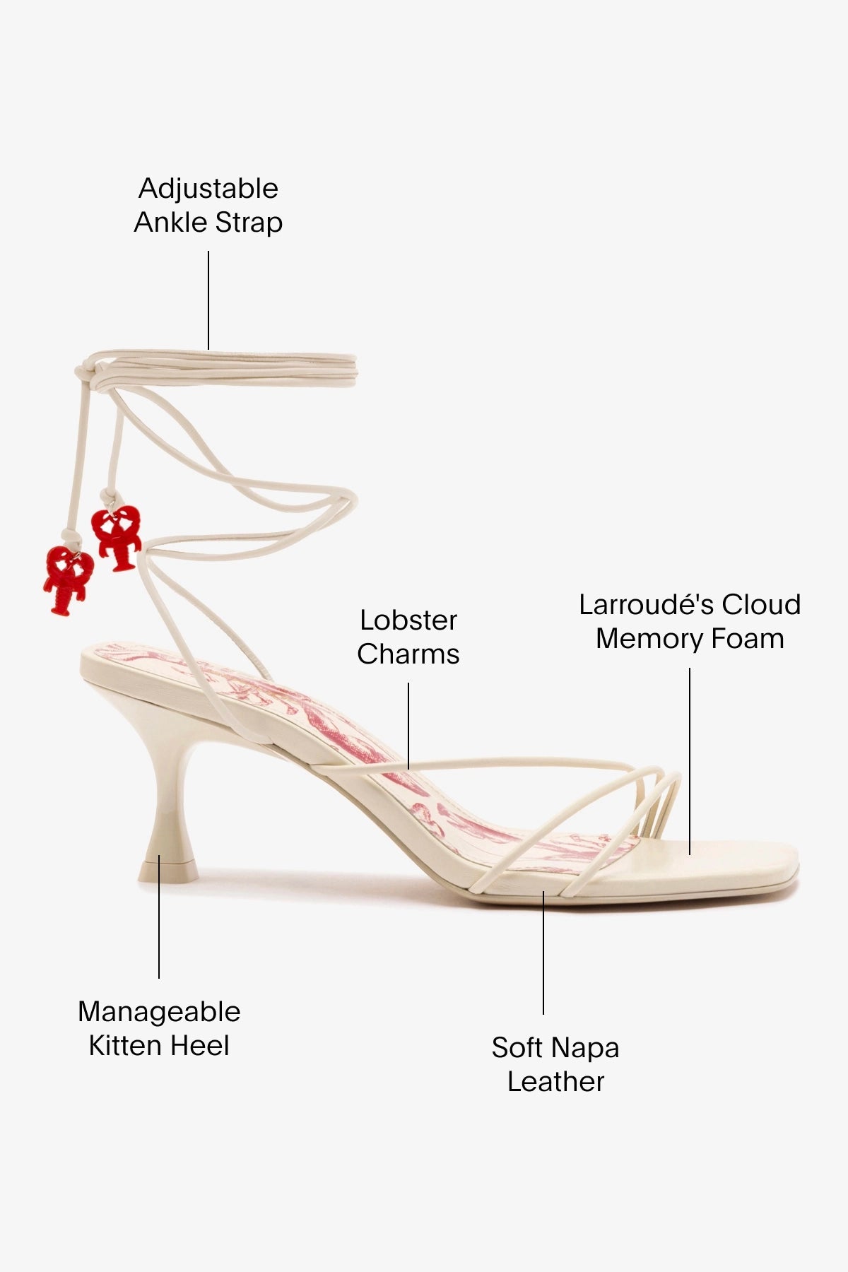Nadia Sandal In Ivory Leather - Larroude