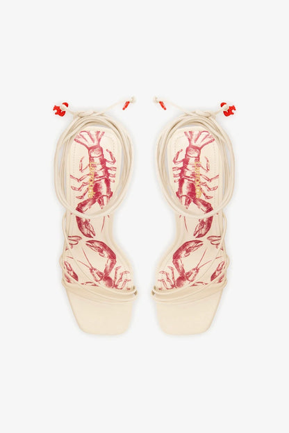 Nadia Sandal In Ivory Leather - Larroude