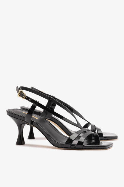Daphne Sandal Black Patent Leather - Larroude