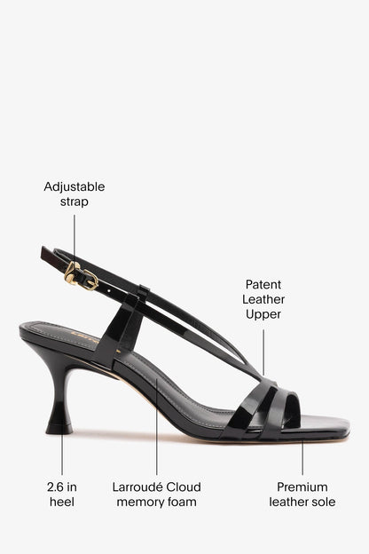 Daphne Sandal Black Patent Leather - Larroude