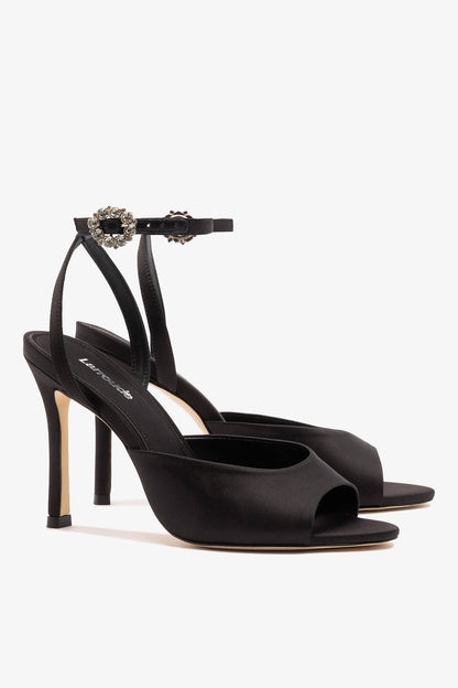 Jasmine Sandal Black Satin - Larroude