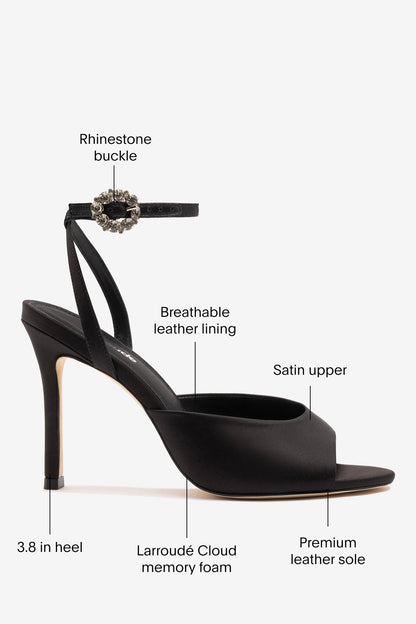 Jasmine Sandal Black Satin - Larroude