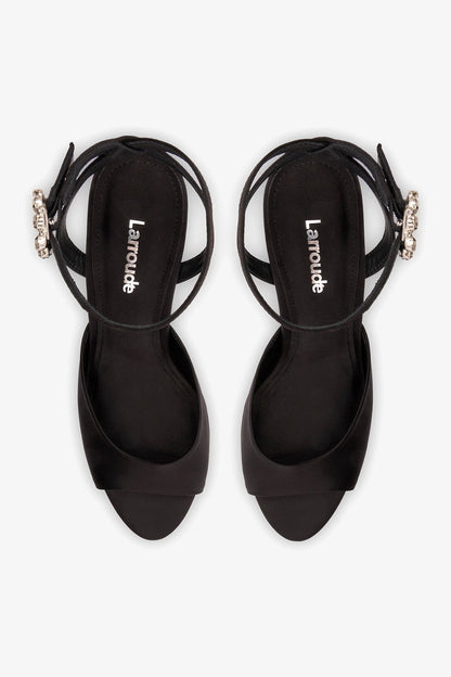 Jasmine Sandal Black Satin - Larroude