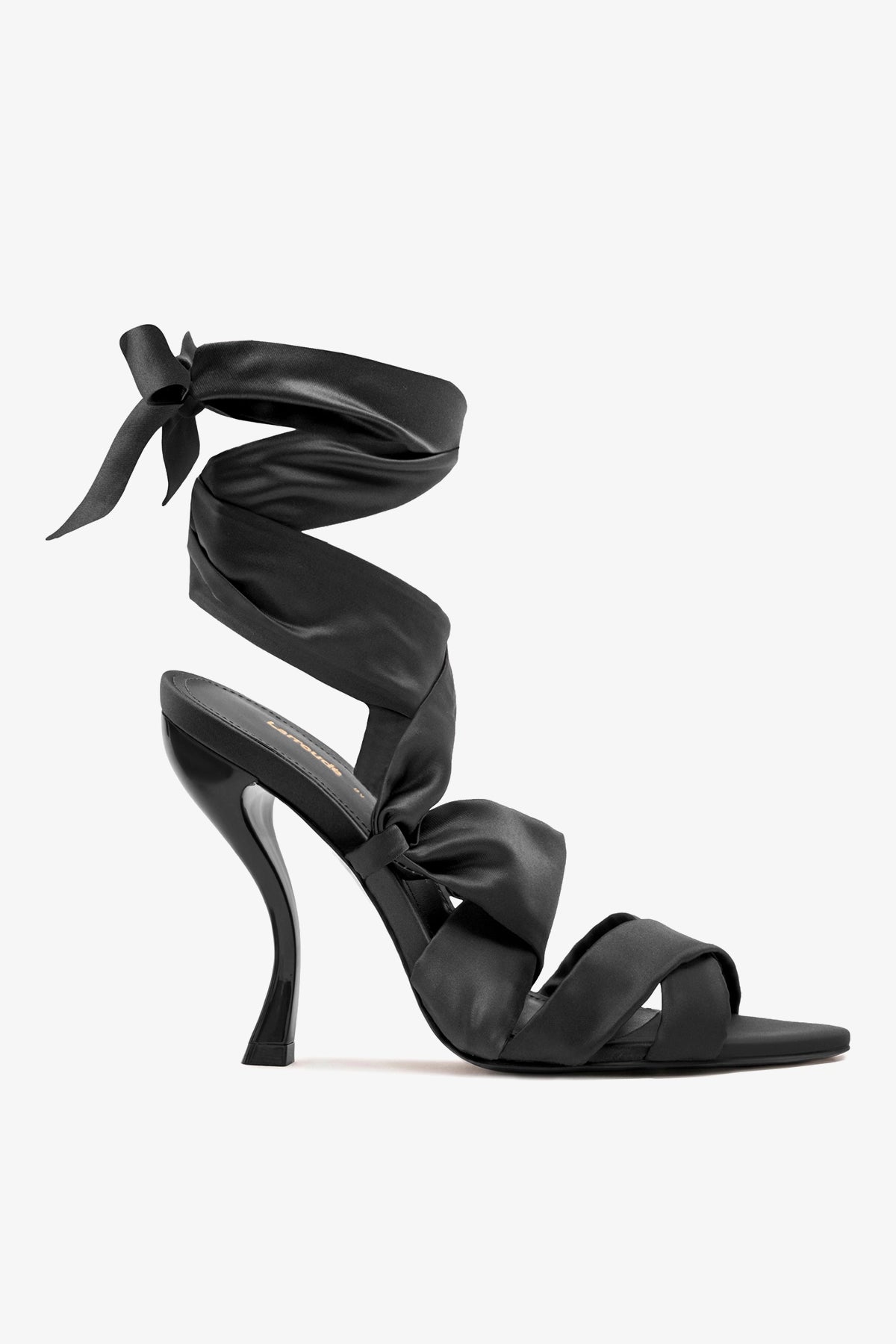 Larroudé x Nicolò B.: Dani Sandal Black Satin - Larroude