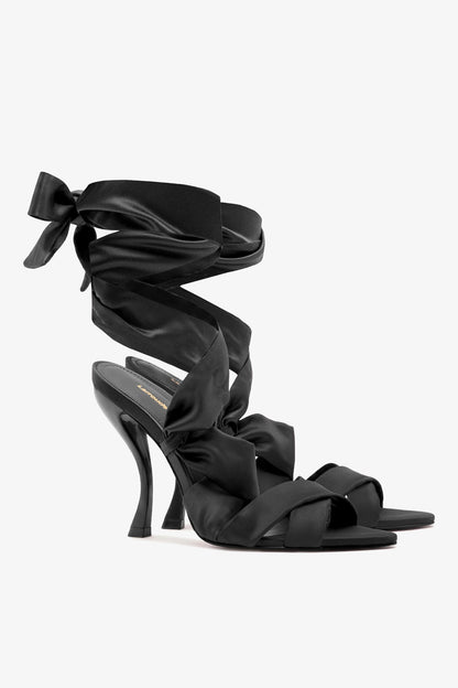 Larroudé x Nicolò B.: Dani Sandal Black Satin - Larroude