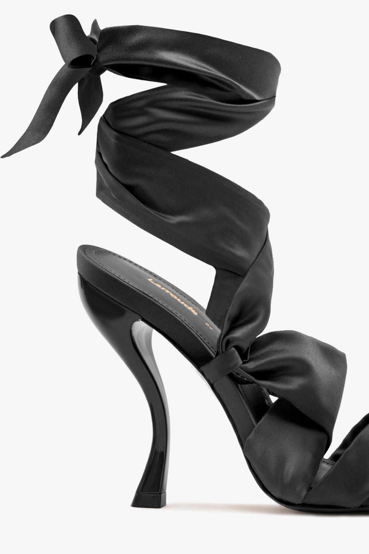 Larroudé x Nicolò B.: Dani Sandal Black Satin - Larroude