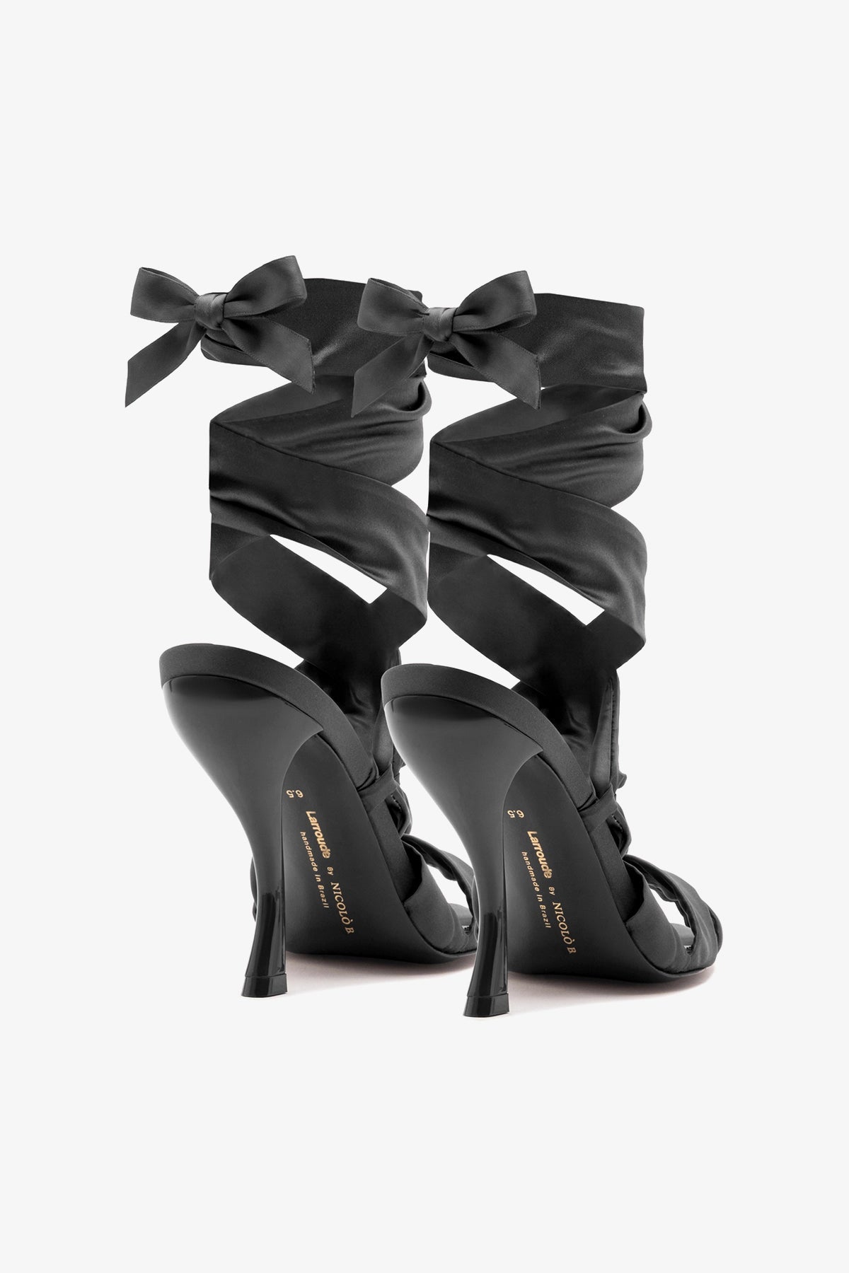 Larroudé x Nicolò B.: Dani Sandal Black Satin - Larroude