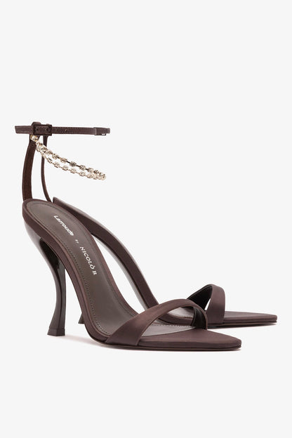 Larroudé x Nicolò B.: Nana Sandal Mahogany Satin - Larroude