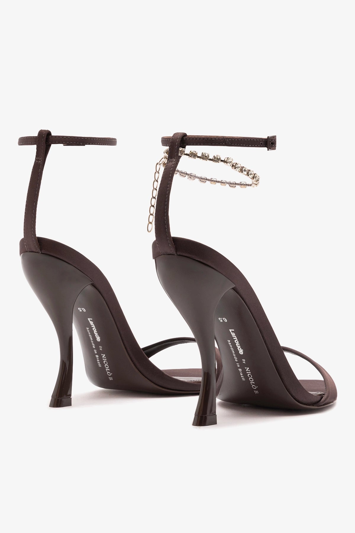 Larroudé x Nicolò B.: Nana Sandal Mahogany Satin - Larroude