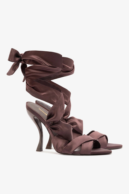 Larroudé x Nicolò B.: Dani Sandal Mahogany Satin - Larroude