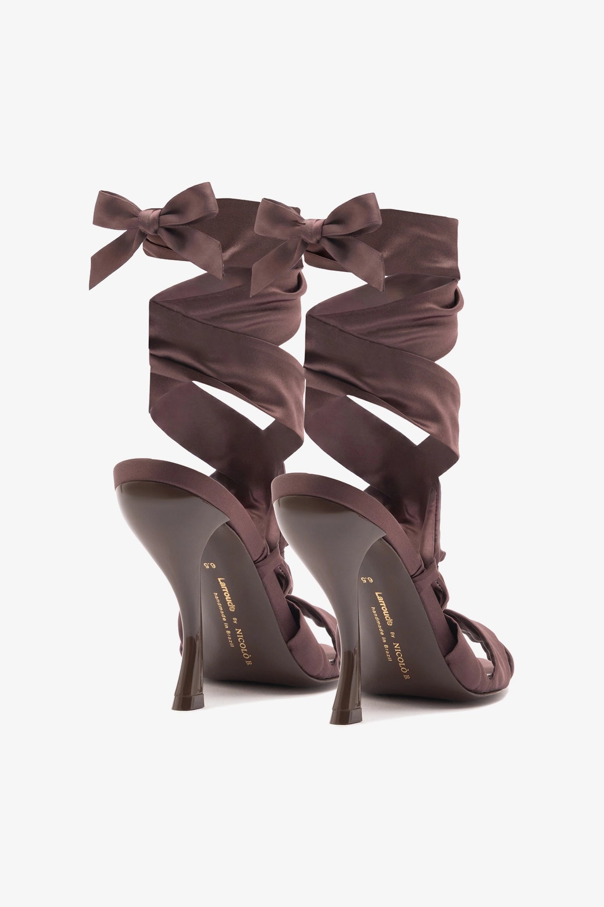 Larroudé x Nicolò B.: Dani Sandal Mahogany Satin - Larroude