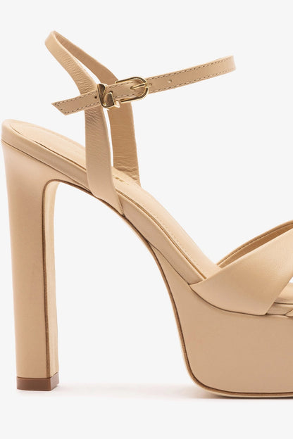 Bianca High Platform Sandal In Sand Leather - Larroude