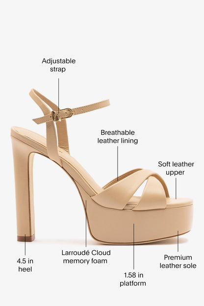 Bianca High Platform Sandal In Sand Leather - Larroude
