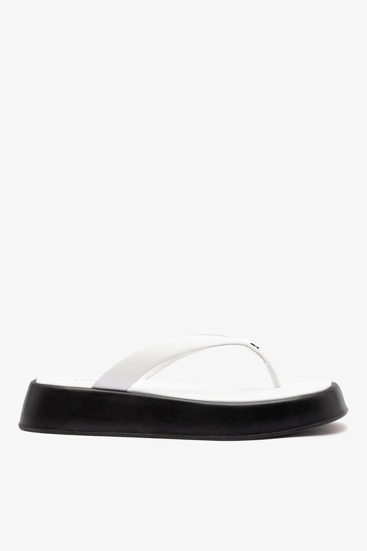 Roxy Thong Sandal Black and White Leather - Larroude
