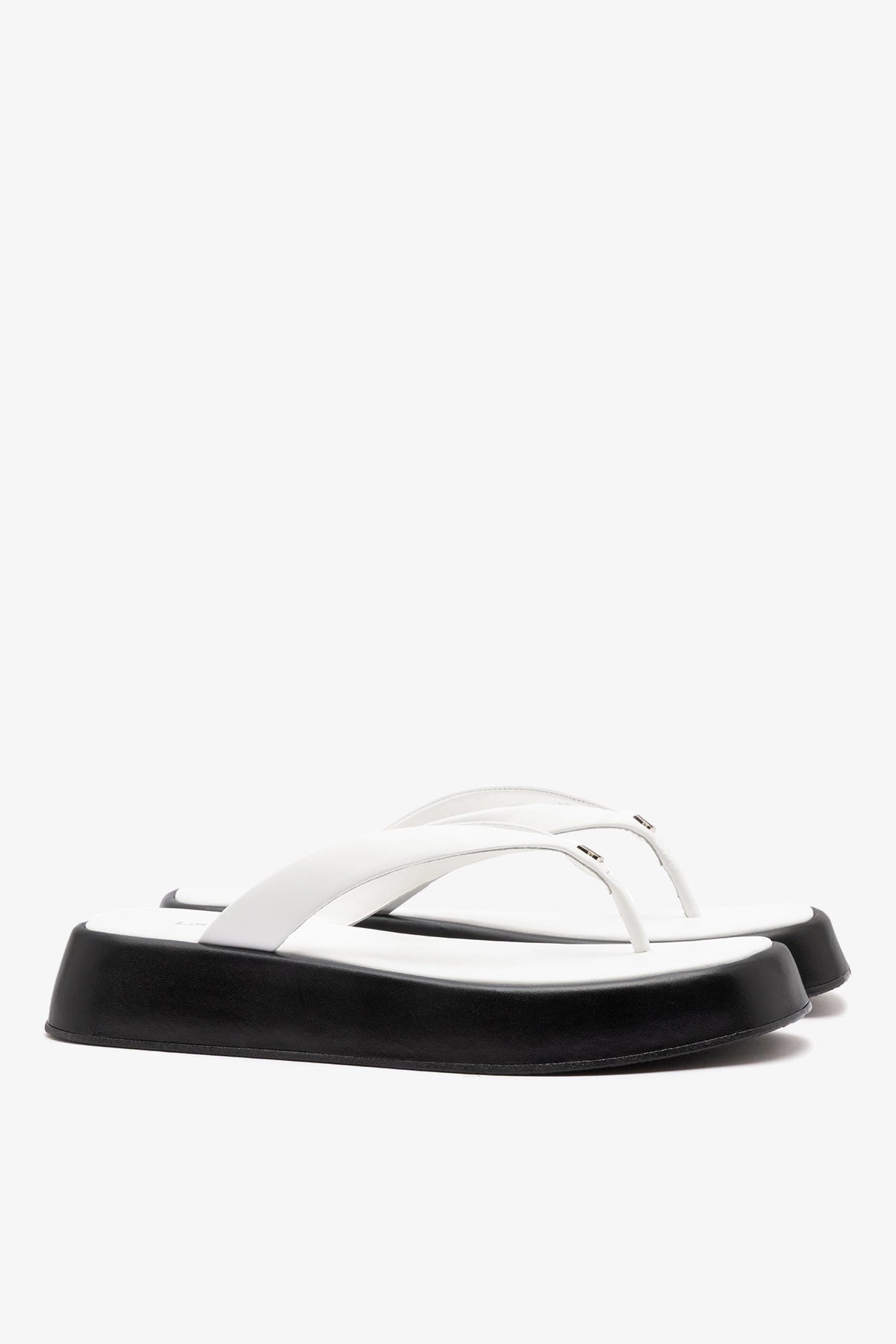 Roxy Thong Sandal Black and White Leather - Larroude