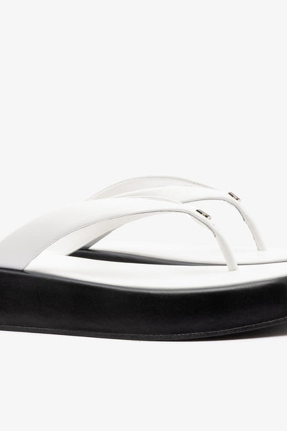 Roxy Thong Sandal Black and White Leather - Larroude