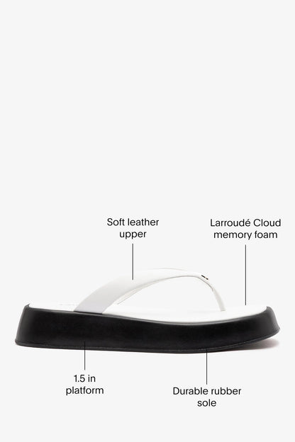 Roxy Thong Sandal Black and White Leather - Larroude