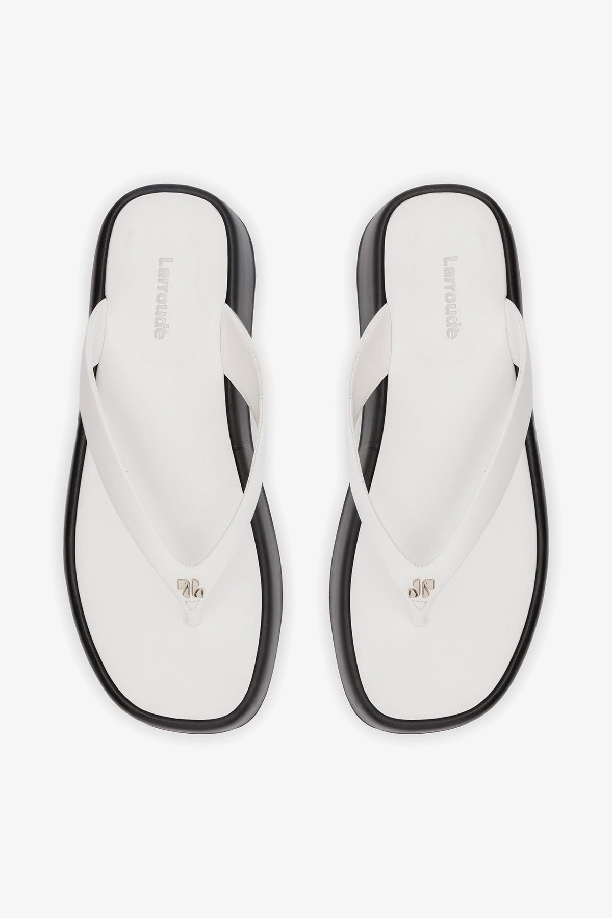 Roxy Thong Sandal Black and White Leather - Larroude