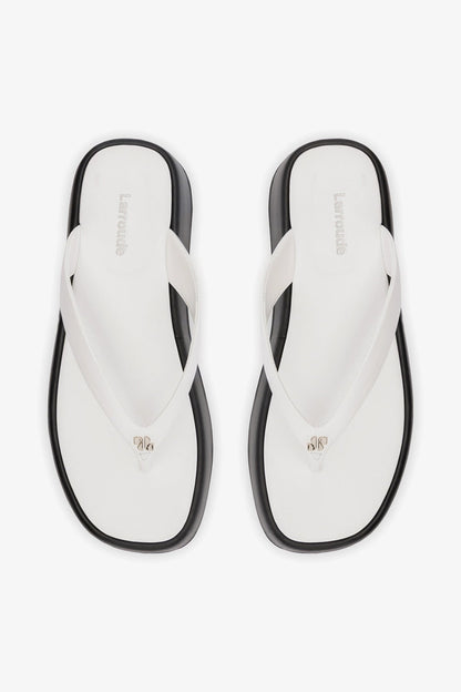Roxy Thong Sandal Black and White Leather - Larroude