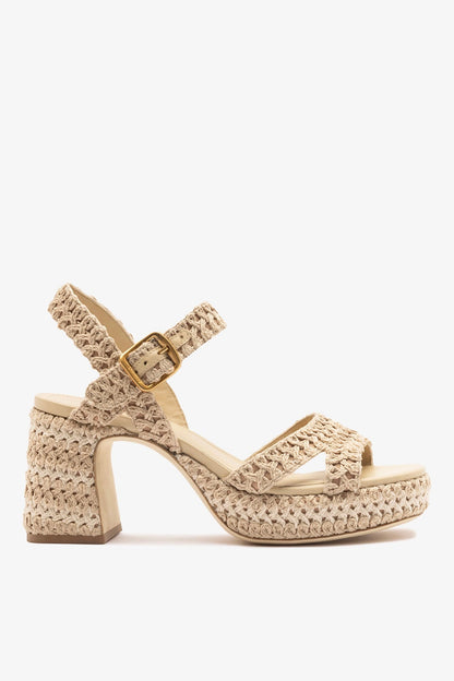 Jolene Low Sandal Natural Crochet - Larroude