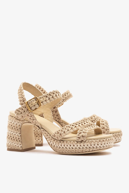 Jolene Low Sandal Natural Crochet - Larroude