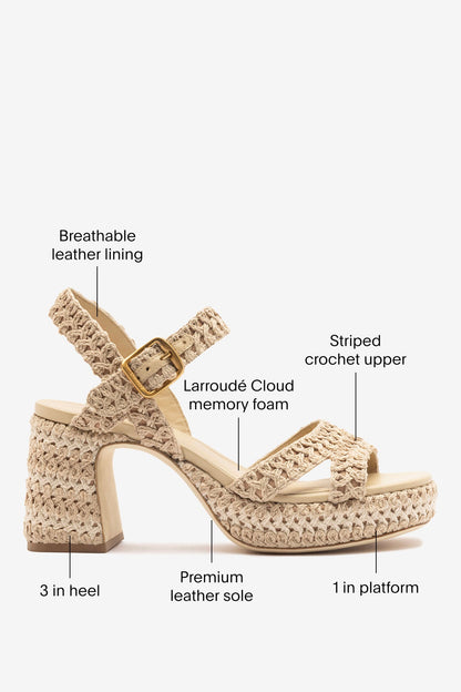 Jolene Low Sandal Natural Crochet - Larroude