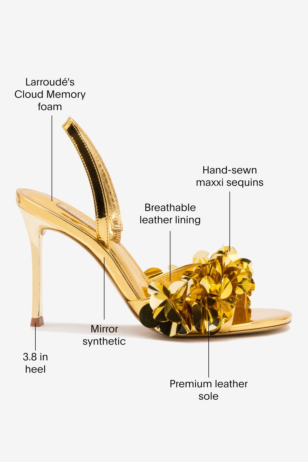 Morgan Sandal In Gold Specchio - Larroude