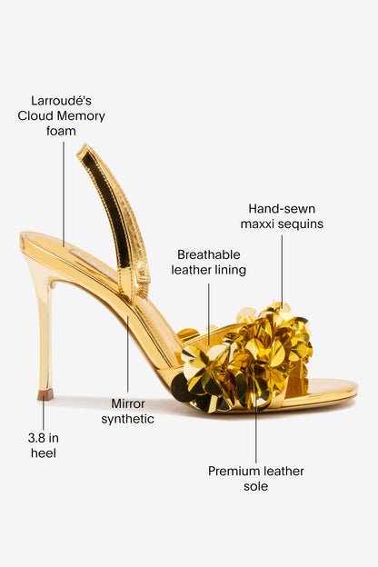 Morgan Sandal In Gold Specchio - Larroude