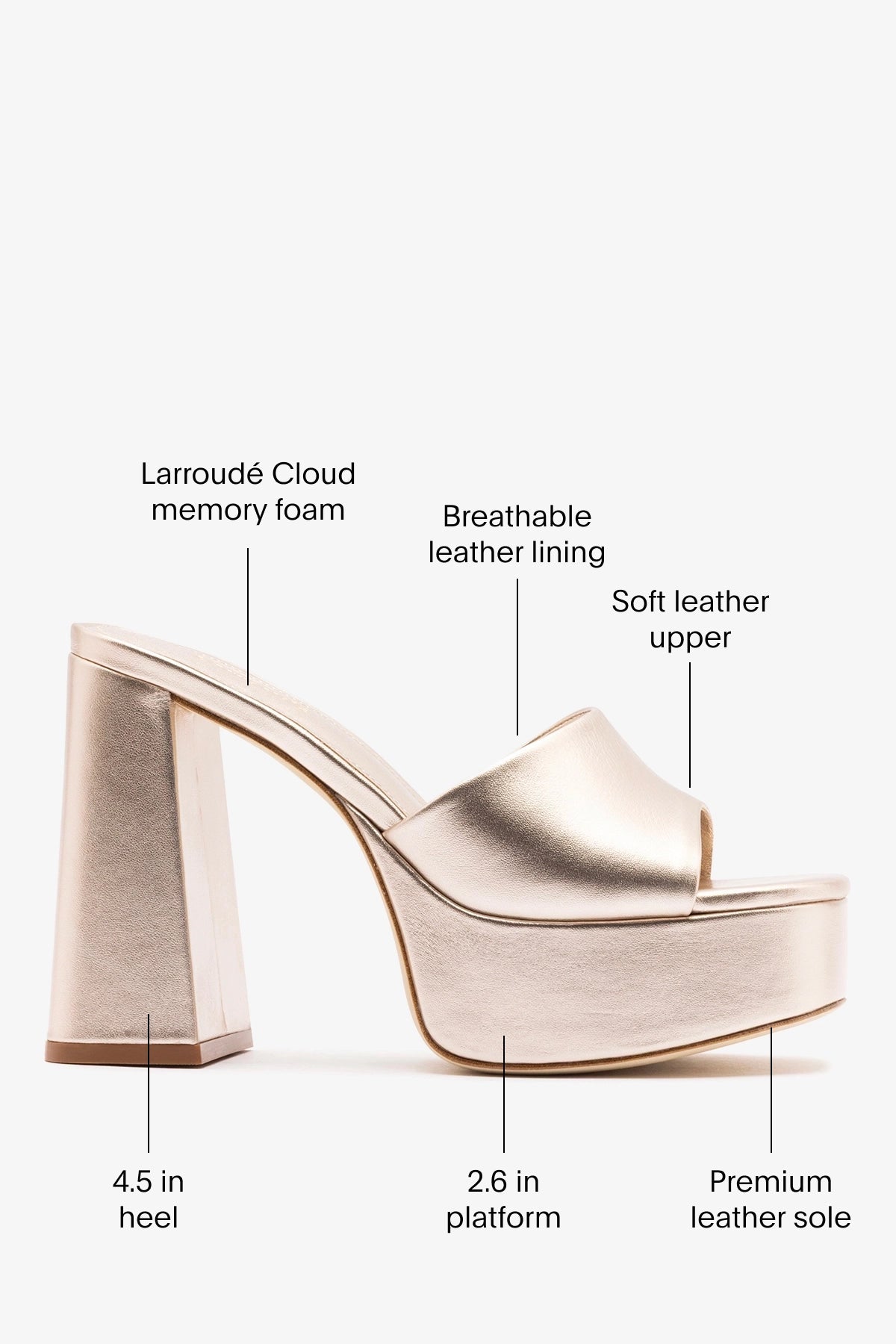 Dolly Mule Champagne Leather - Larroude
