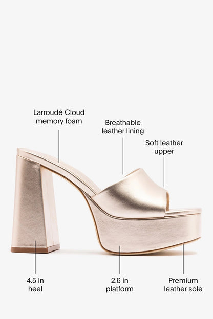 Dolly Mule Champagne Leather - Larroude