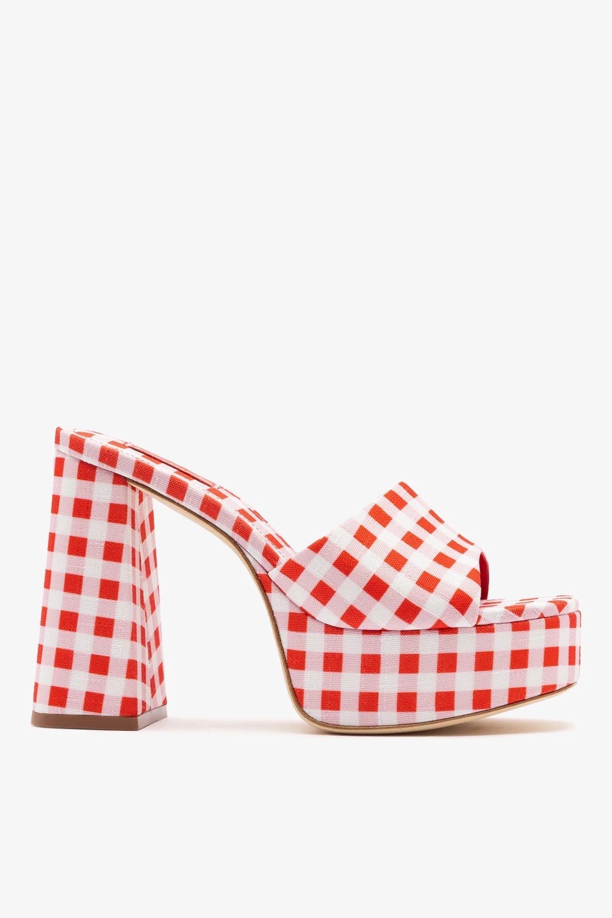 Dolly Platform Mule Scarlet Printed Fabric - Larroude