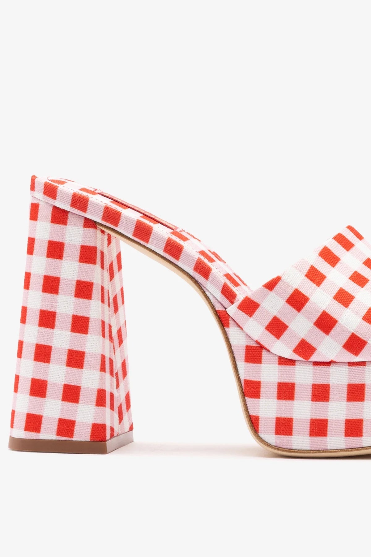 Dolly Platform Mule Scarlet Printed Fabric - Larroude