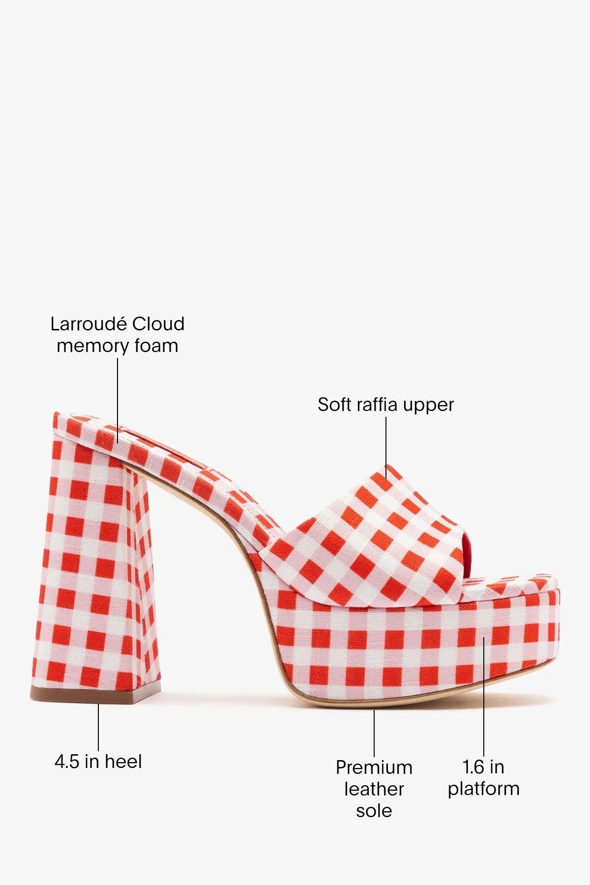 Dolly Platform Mule Scarlet Printed Fabric - Larroude
