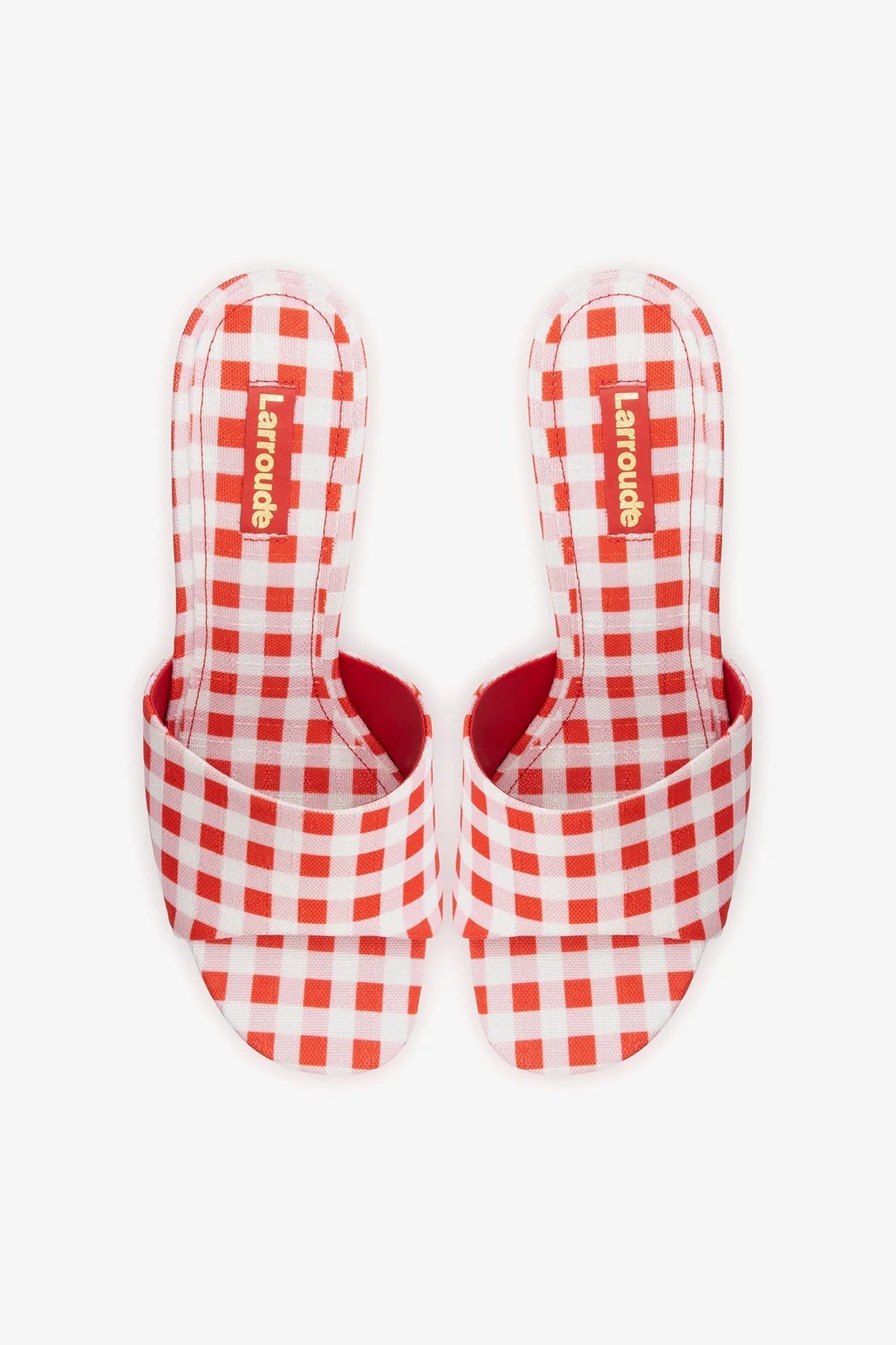 Dolly Platform Mule Scarlet Printed Fabric - Larroude