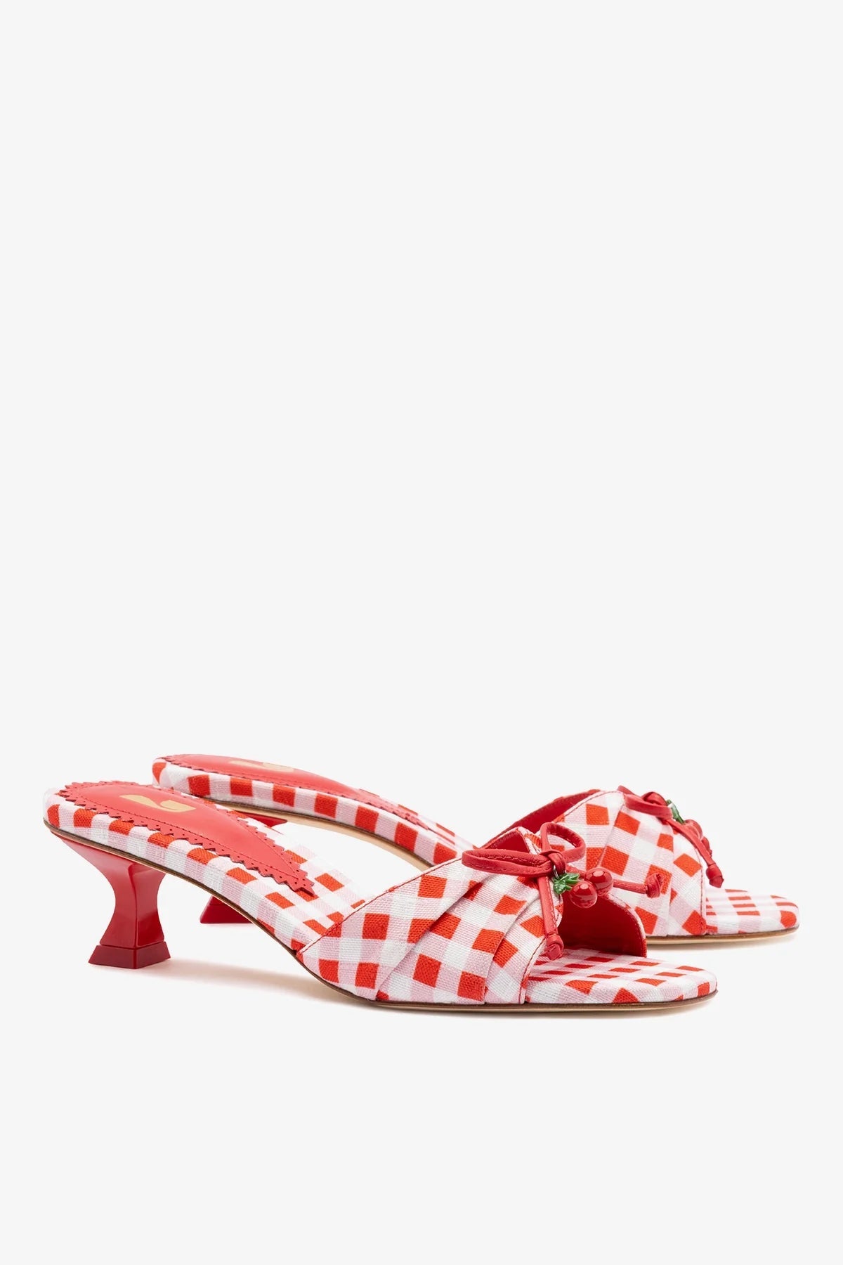 Bardot Mule Scarlet Printed Fabric - Larroude