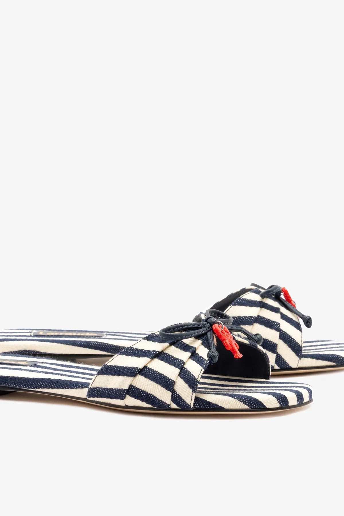 Bardot Flat Navy Striped Canvas - Larroude