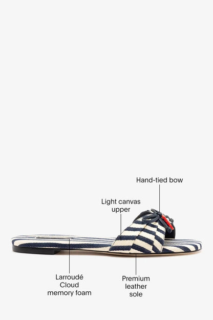 Bardot Flat Navy Striped Canvas - Larroude