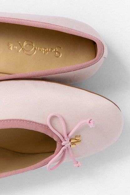 Larroudé by Sheridan Cox: Pavlova Ballet Flat Strawberry Cream Satin - Larroude