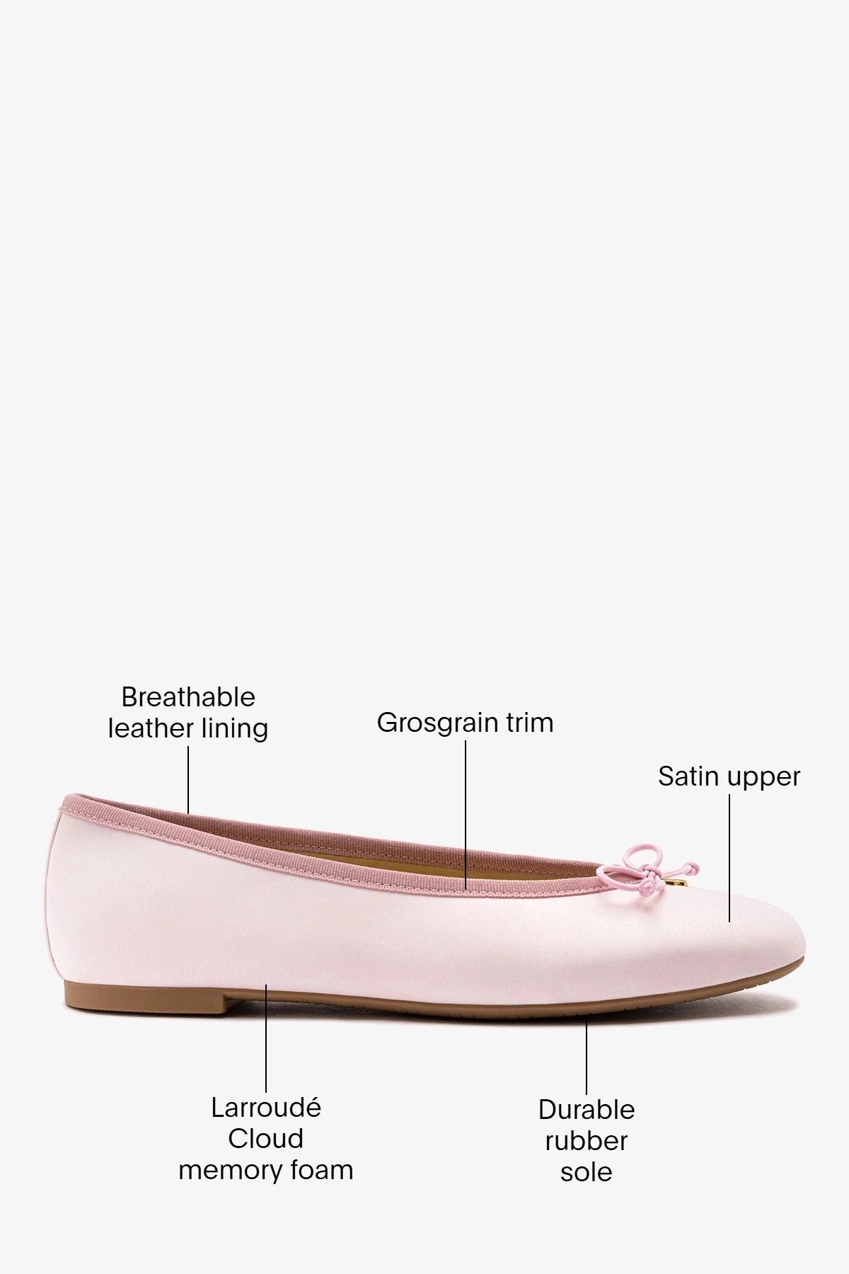 Larroudé by Sheridan Cox: Pavlova Ballet Flat Strawberry Cream Satin - Larroude