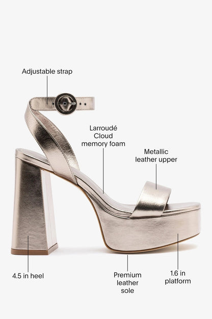 Dolly Platform Sandal Dusky Gold Leather - Larroude