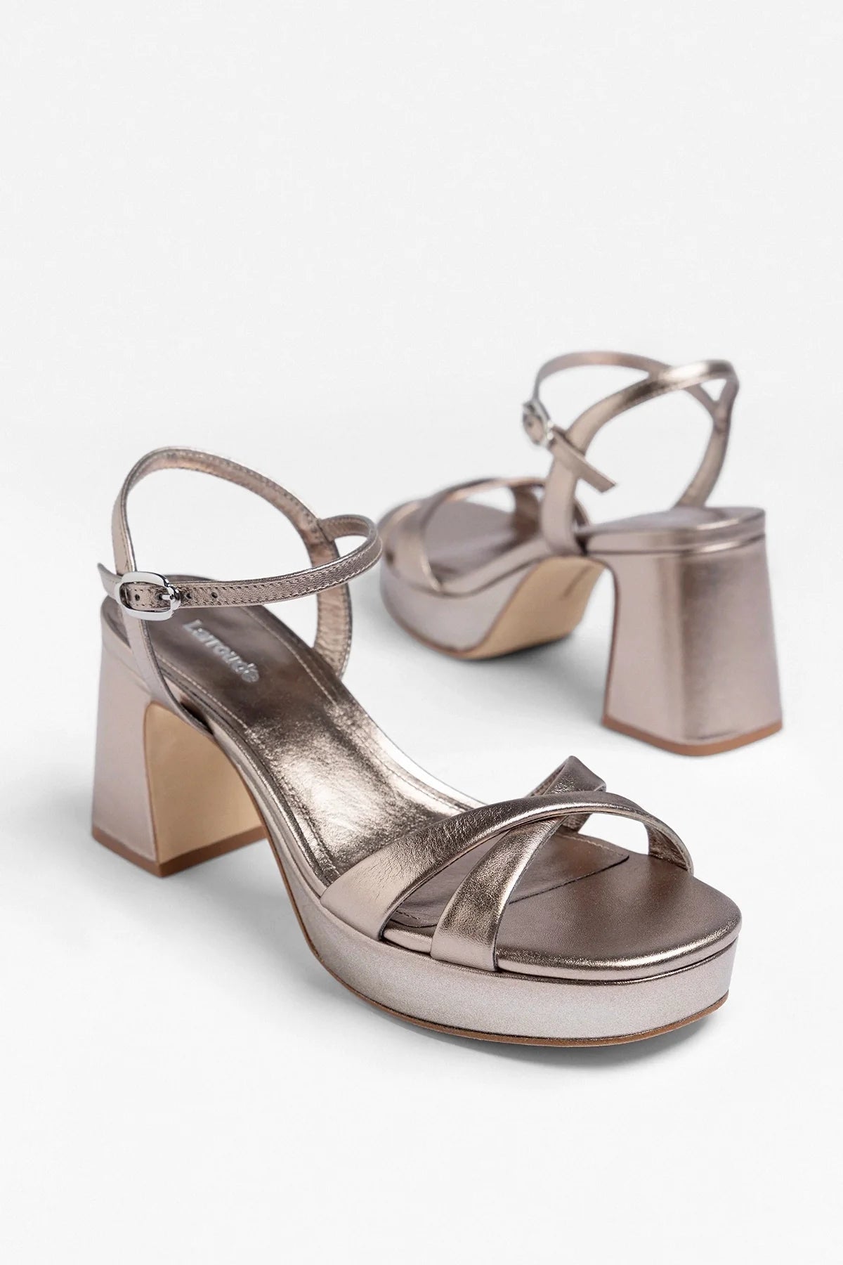 Bianca Low Platform Sandal Dusky Gold Leather - Larroude