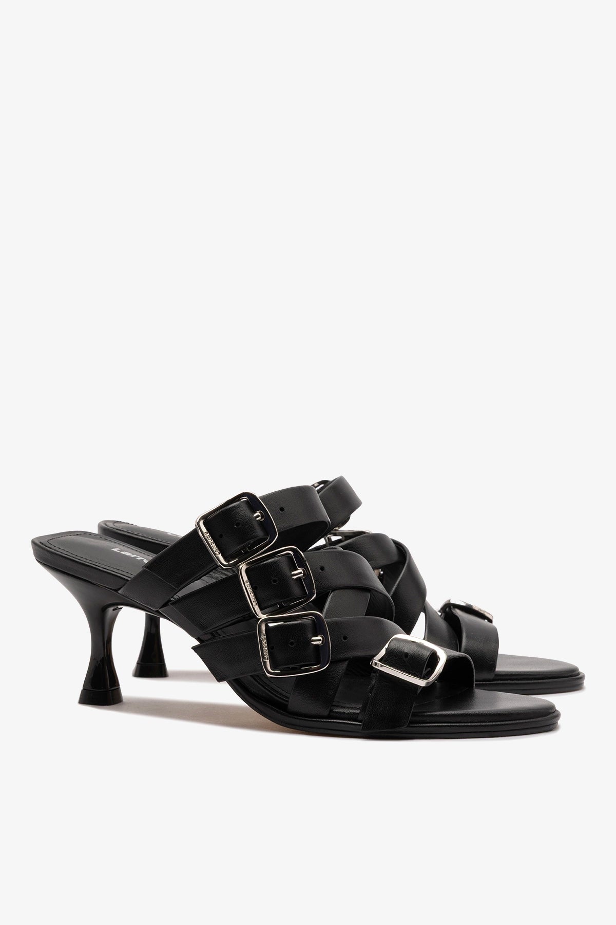 Patti Mule In Black Leather - Larroude